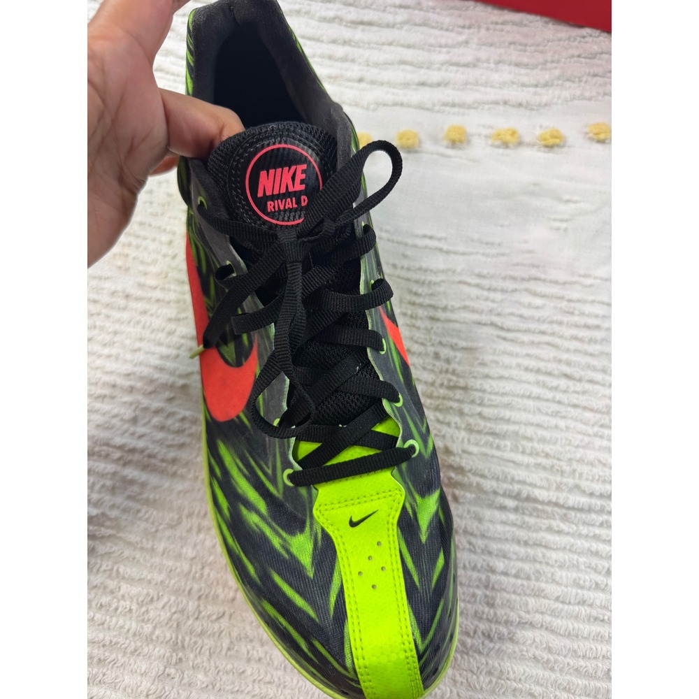 Nike Rival D Racing Distance Track Shoes Neon Green Orange Black Mens 12.5 - Picture 3 of 13